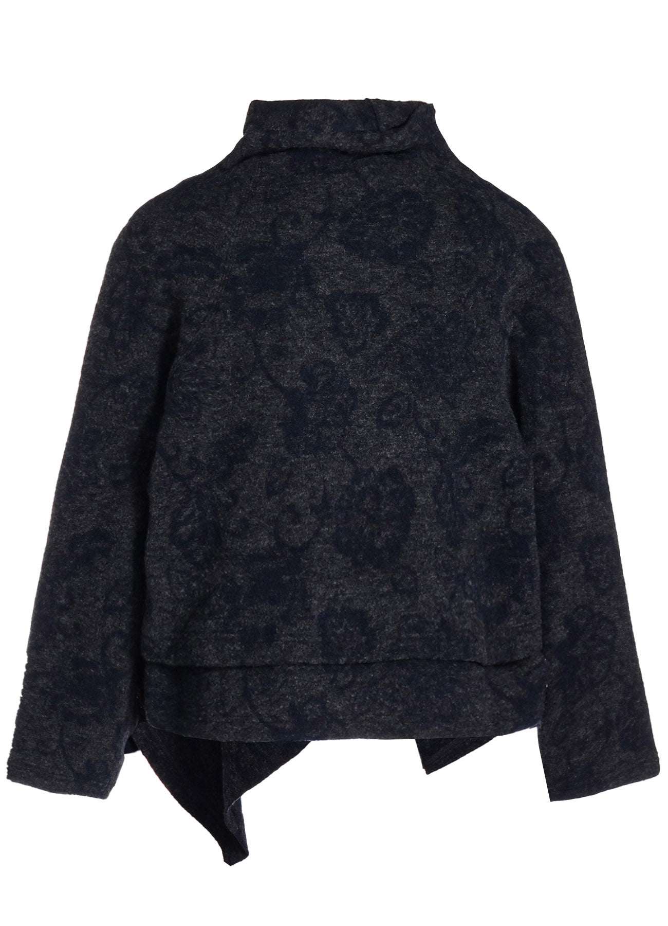 FLOWER PILE JACQUARD DOUBLED LAYER LIKE CARDIGAN