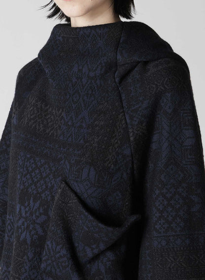 SNOW PATCHWORK W JACQUARD HOODIE PULLOVER