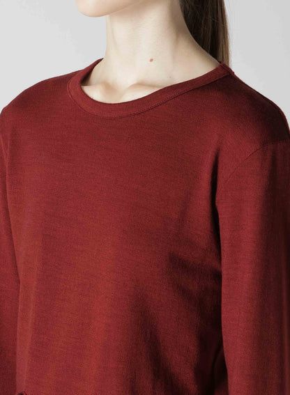 WOOL JERSEY CREW NECK PULLOVER WITH POCKET