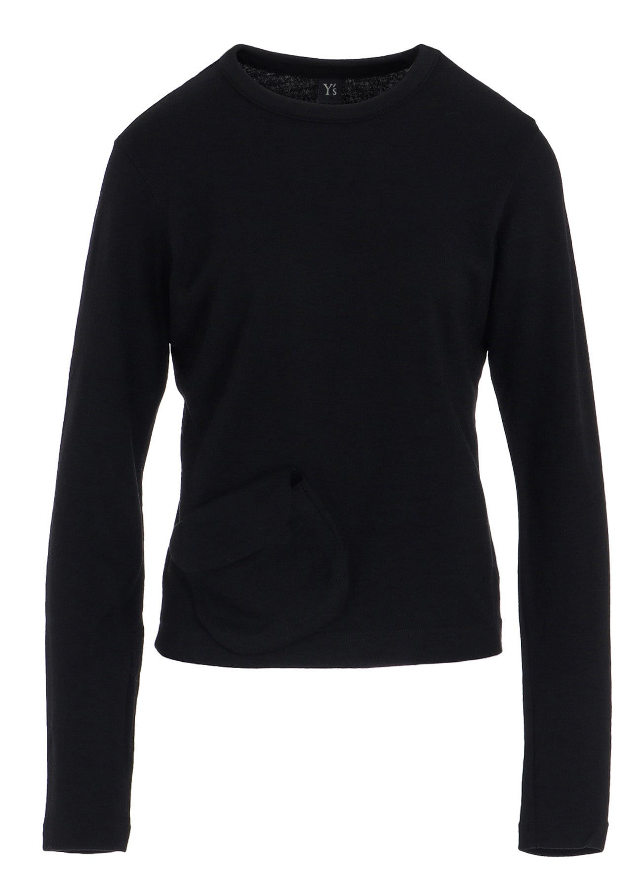 WOOL JERSEY CREW NECK PULLOVER WITH POCKET