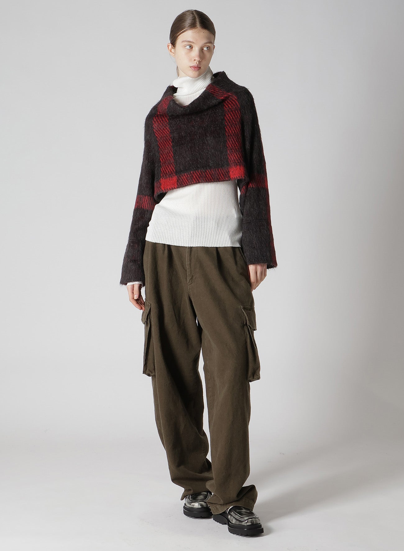 PLAID GAUZE WJQ CROPPED RAG T