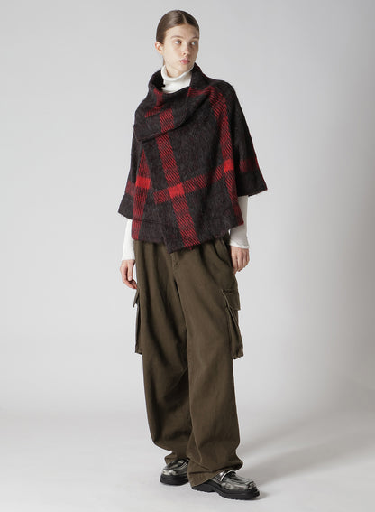 PLAID GAUZE WJQ 3/4 SLEEVE RAG CARDIGAN