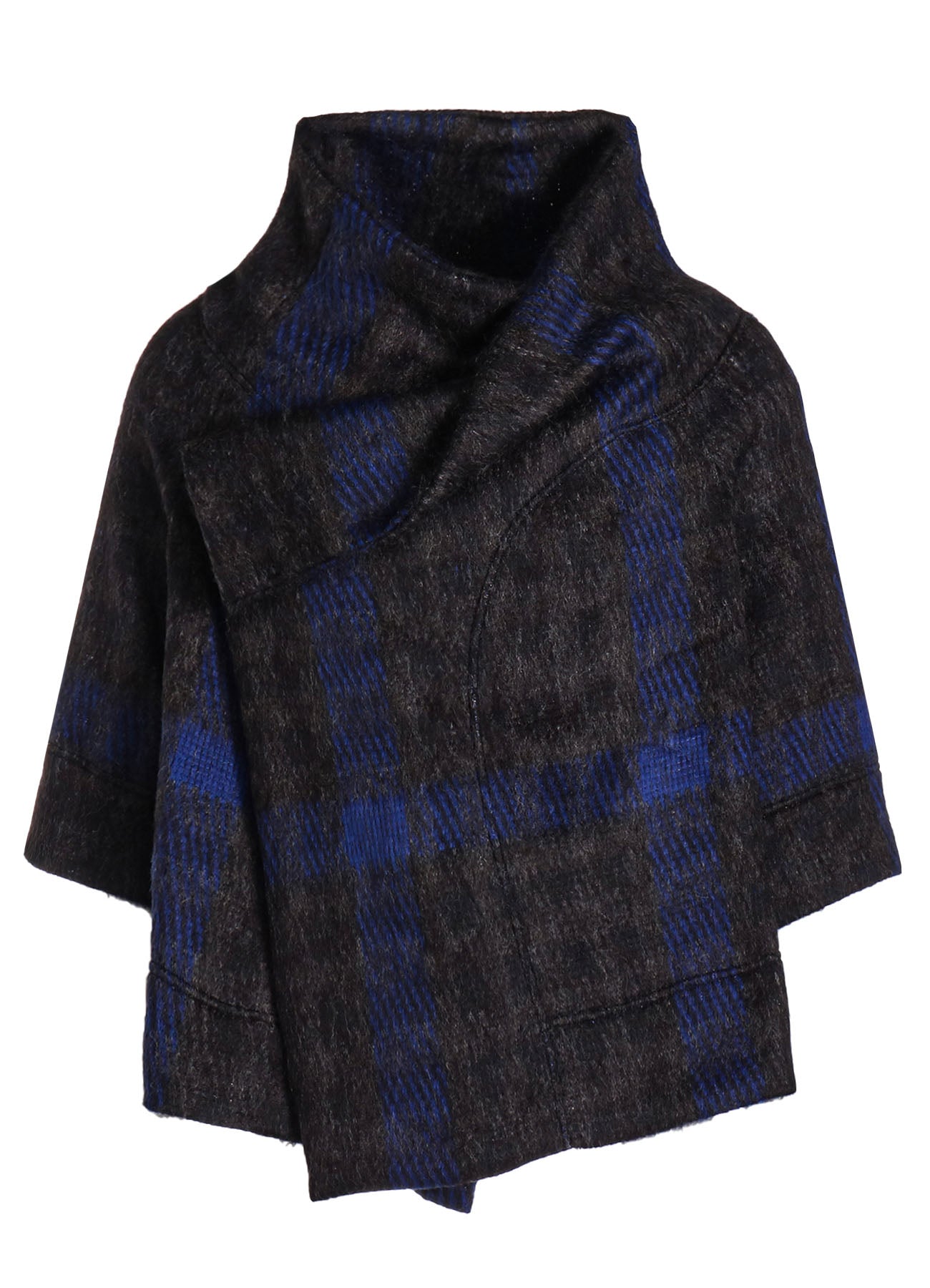 PLAID GAUZE WJQ 3/4 SLEEVE RAG CARDIGAN