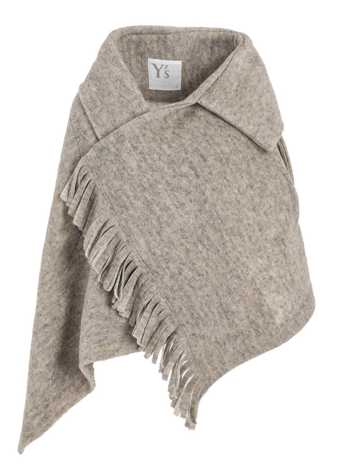 W/Pe SLIVER FLEECE FRINGE WRAP T