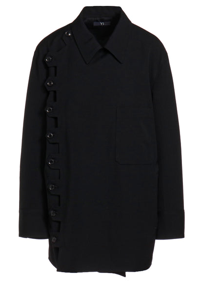 HIGH TWISTED WASHER WOOL GABARDINE SHIRT BLOUSON