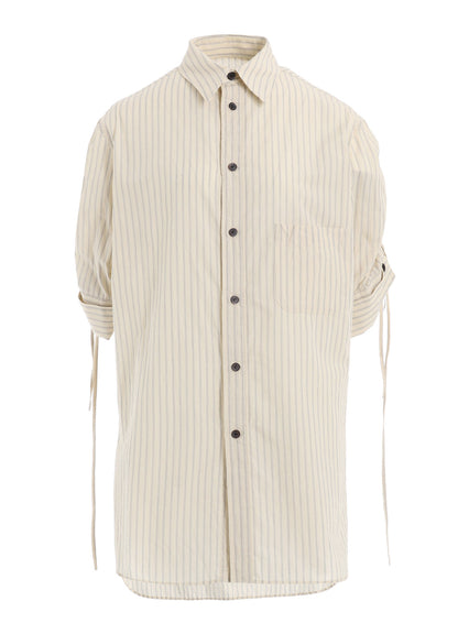DOBBY STRIPE SHIRRING SLEEVE SHIRT