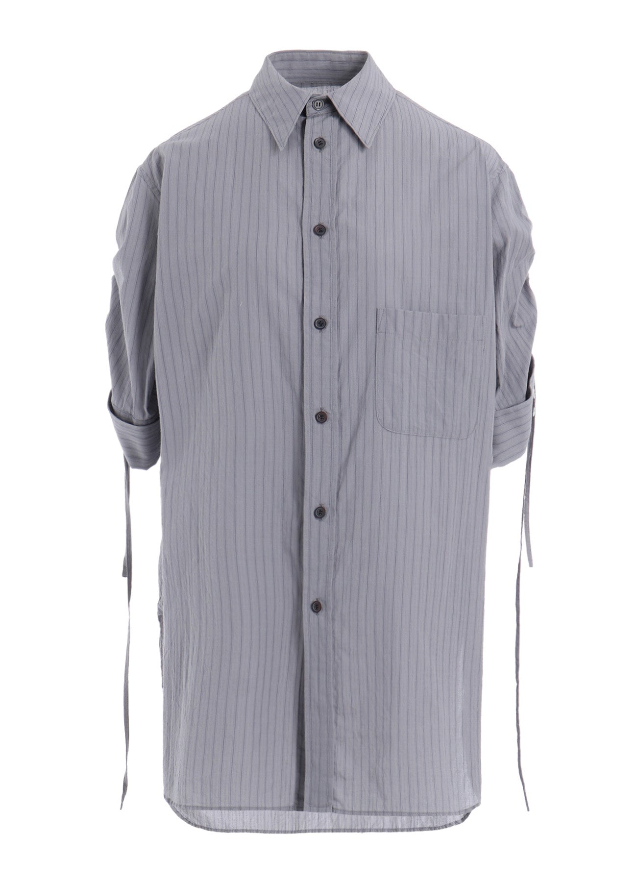DOBBY STRIPE SHIRRING SLEEVE SHIRT