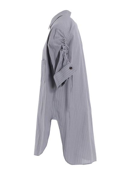 DOBBY STRIPE SHIRRING SLEEVE SHIRT
