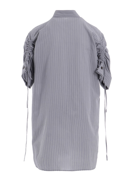 DOBBY STRIPE SHIRRING SLEEVE SHIRT