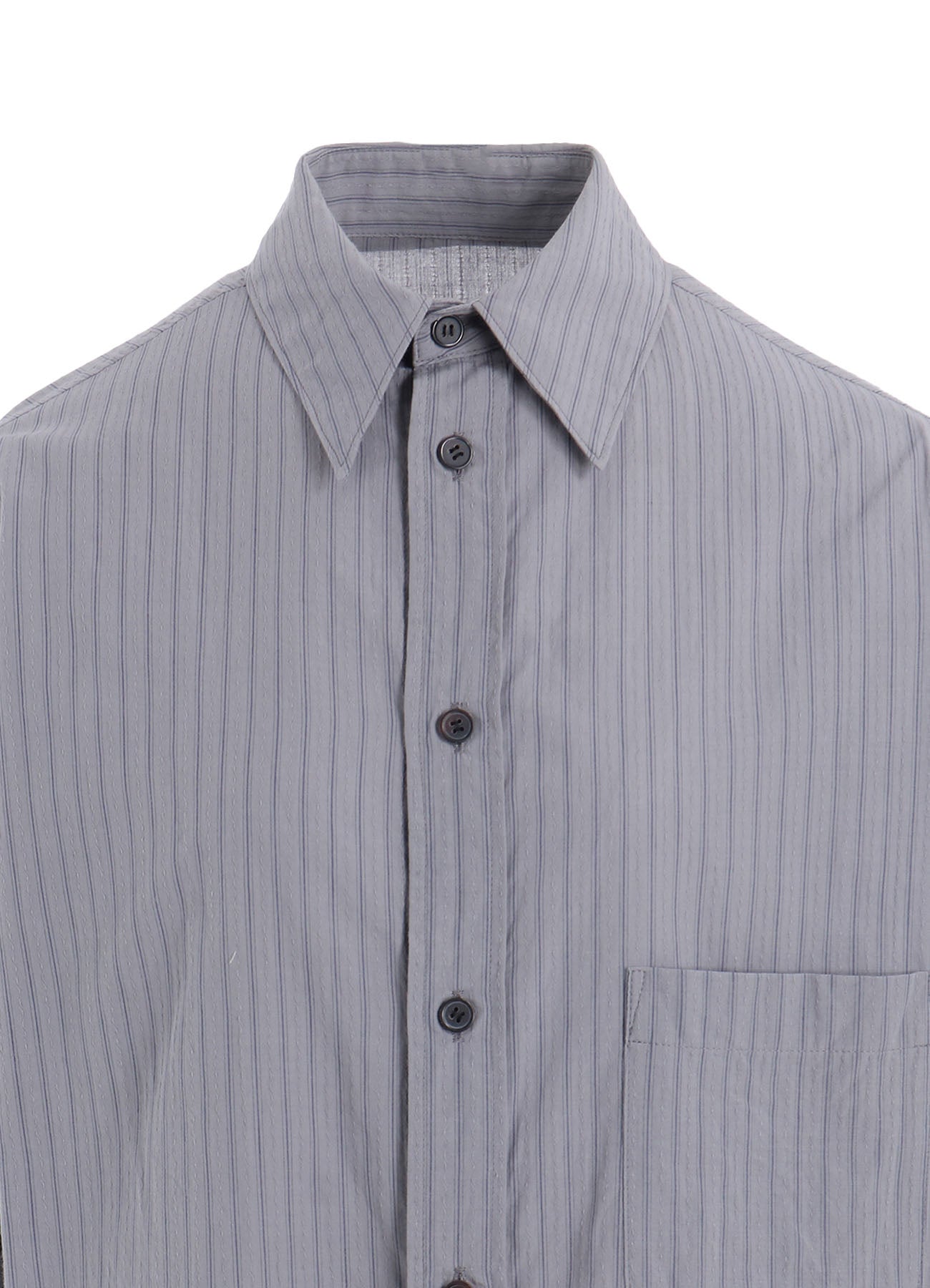 DOBBY STRIPE SHIRRING SLEEVE SHIRT