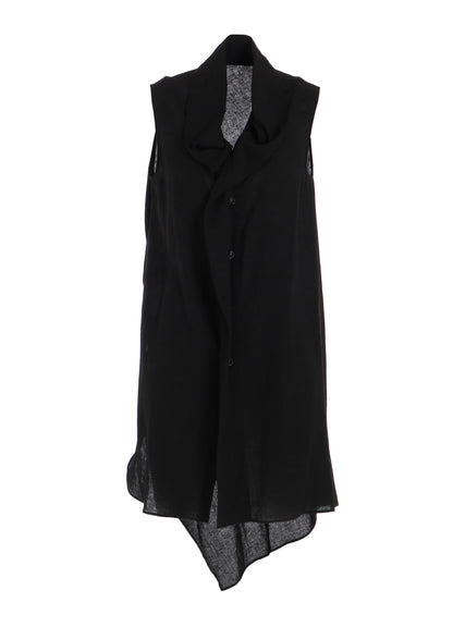 RAYON/LINEN SHEETING TIE STYLE SLEEVELESS BLOUSE