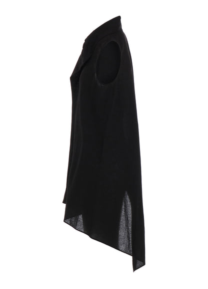 RAYON/LINEN SHEETING TIE STYLE SLEEVELESS BLOUSE