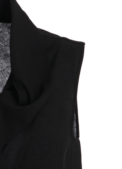 RAYON/LINEN SHEETING TIE STYLE SLEEVELESS BLOUSE