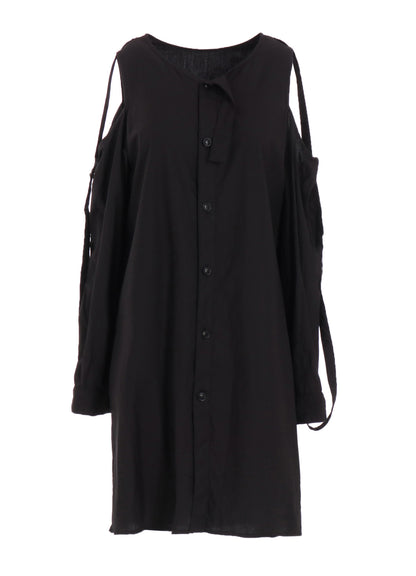 COTTON TYPEWRITER OPEN SHOULDER BLOUSE