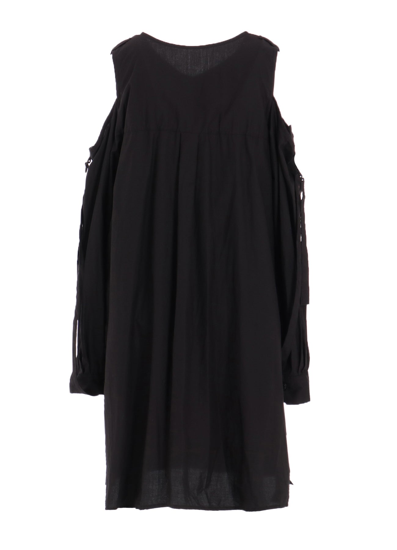 COTTON TYPEWRITER OPEN SHOULDER BLOUSE