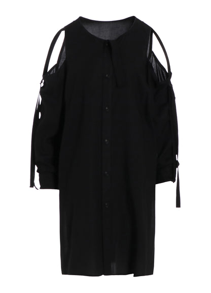 RAYON/CAMBRIC OPEN SHOULDER BLOUSE