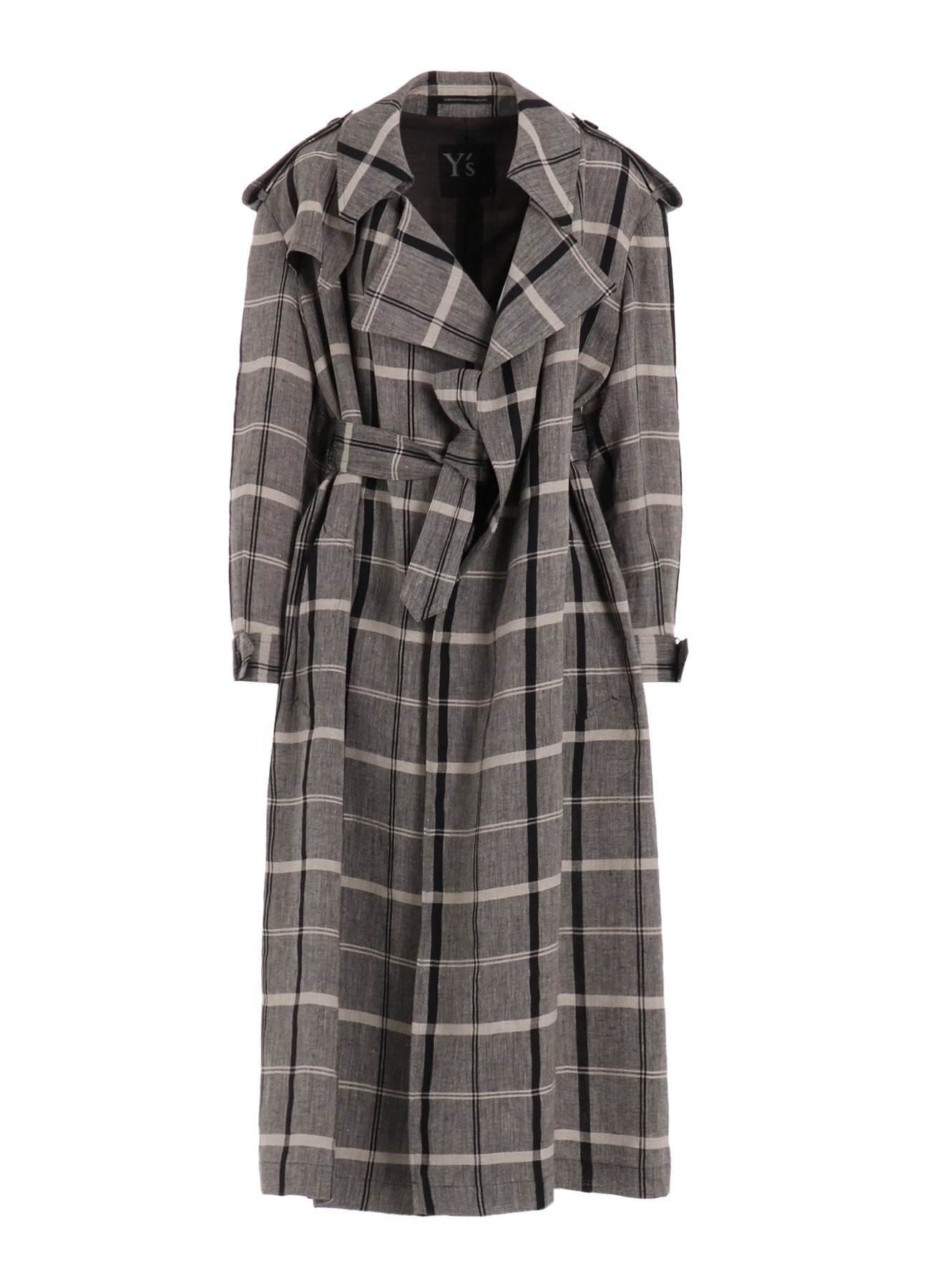 【1/23 12:00(JST) Release】LINEN/NYLON PLAID TRENCH COAT