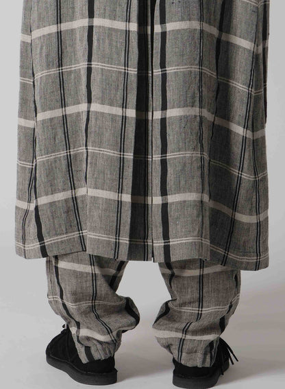 【1/23 12:00(JST) Release】LINEN/NYLON PLAID TRENCH COAT