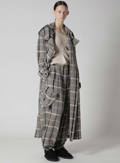 【1/23 12:00(JST) Release】LINEN/NYLON PLAID TRENCH COAT