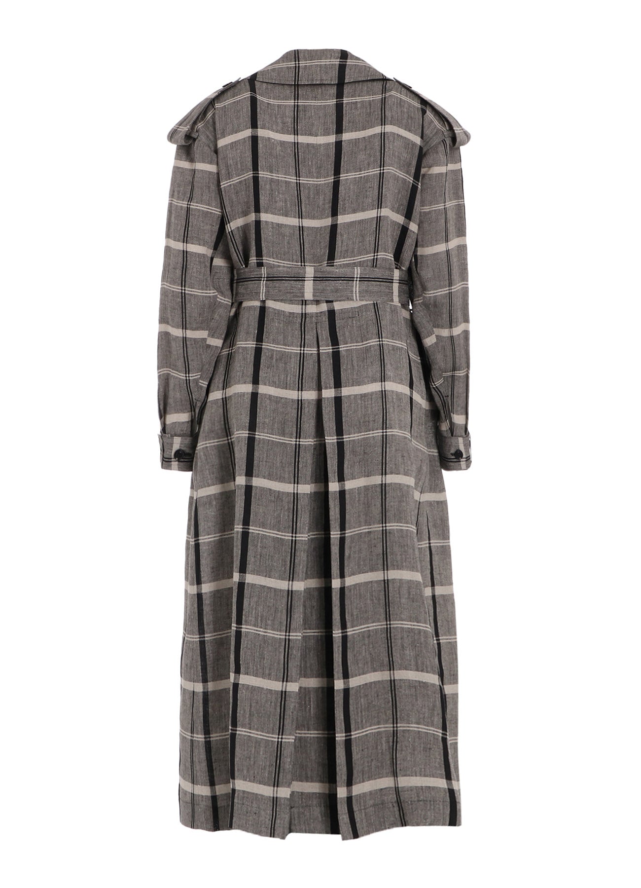 【1/23 12:00(JST) Release】LINEN/NYLON PLAID TRENCH COAT