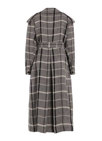 【1/23 12:00(JST) Release】LINEN/NYLON PLAID TRENCH COAT