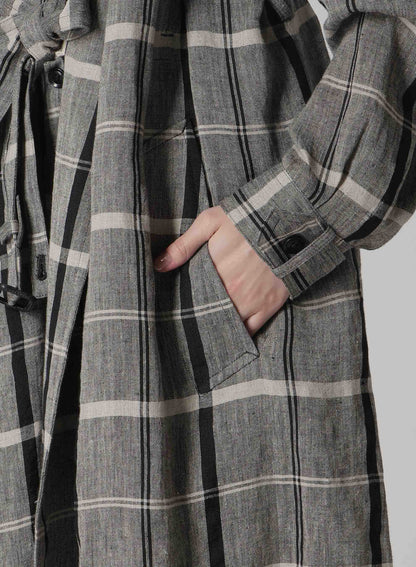 【1/23 12:00(JST) Release】LINEN/NYLON PLAID TRENCH COAT