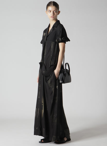 CU/DUNGAREE TWILL DARK NEON PRINT LEFT SIDE GATHERED DRESS