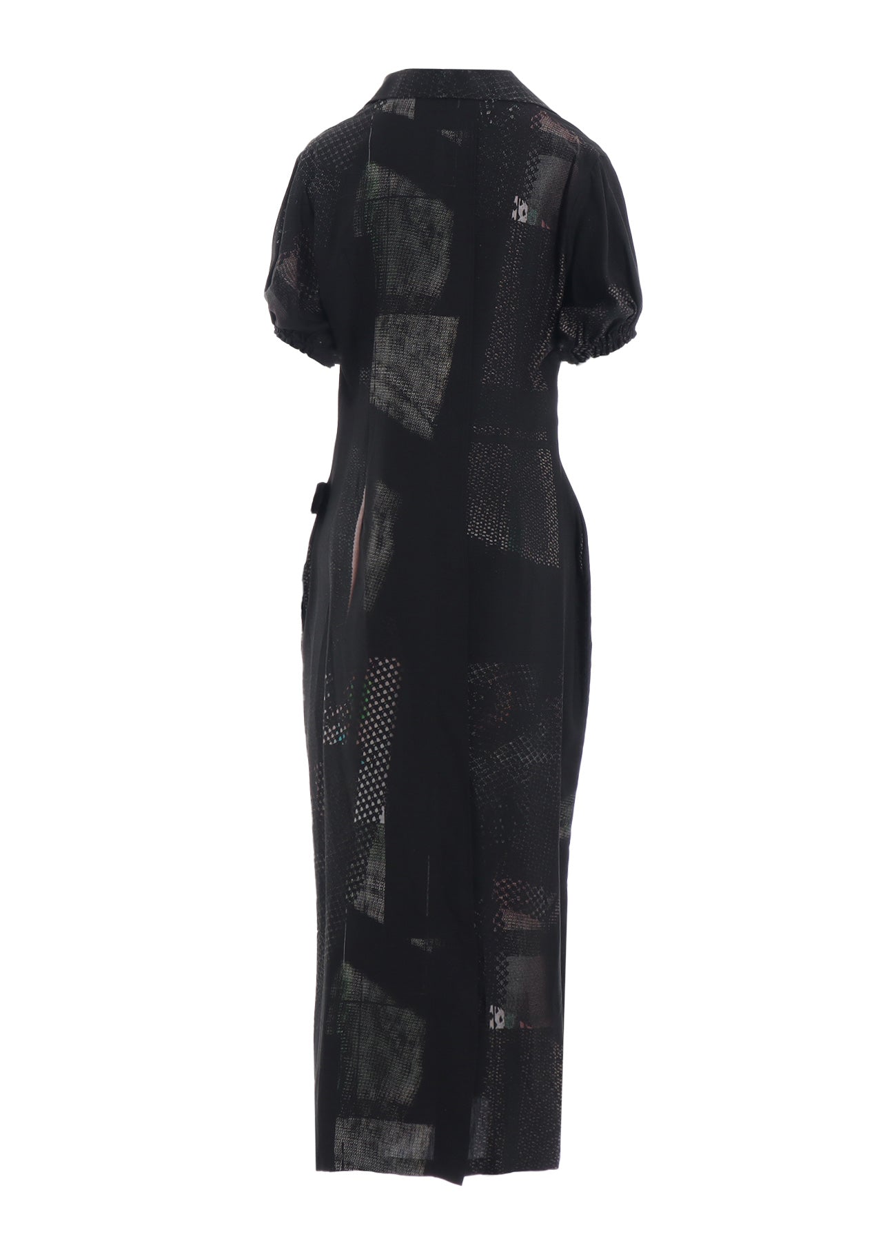 CU/DUNGAREE TWILL DARK NEON PRINT LEFT SIDE GATHERED DRESS