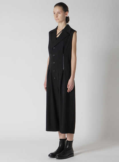 WOOL GABARDINE ZIP TUCKED JUMP SUIT