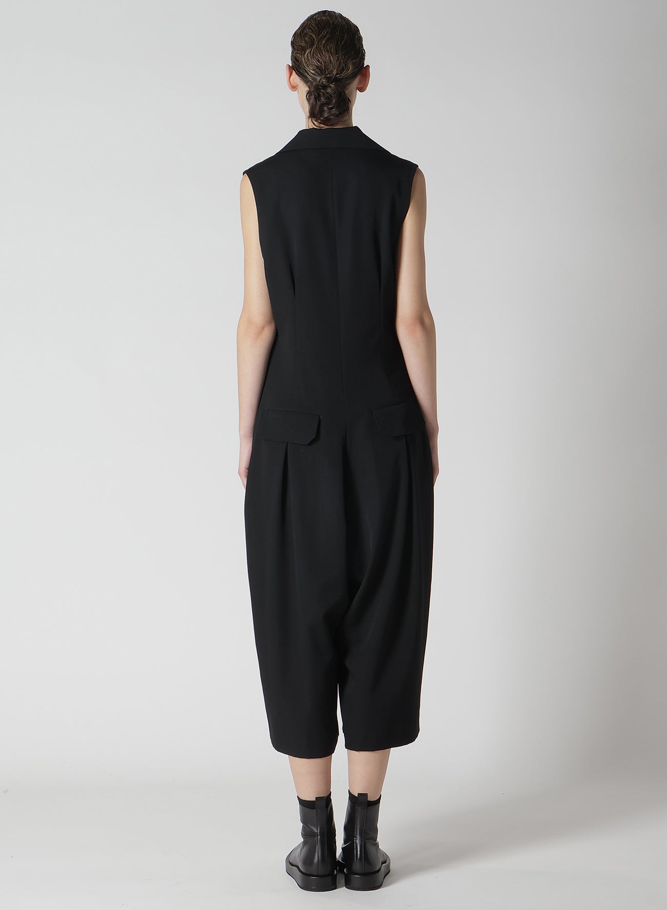 WOOL GABARDINE ZIP TUCKED JUMP SUIT