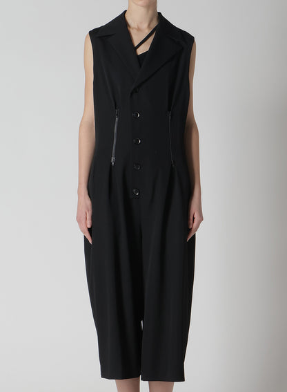 WOOL GABARDINE ZIP TUCKED JUMP SUIT