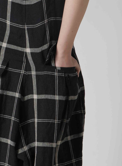 【1/23 12:00(JST) Release】LINEN/NYLON PLAID ZIP TUCKED JUMPER SKIRT