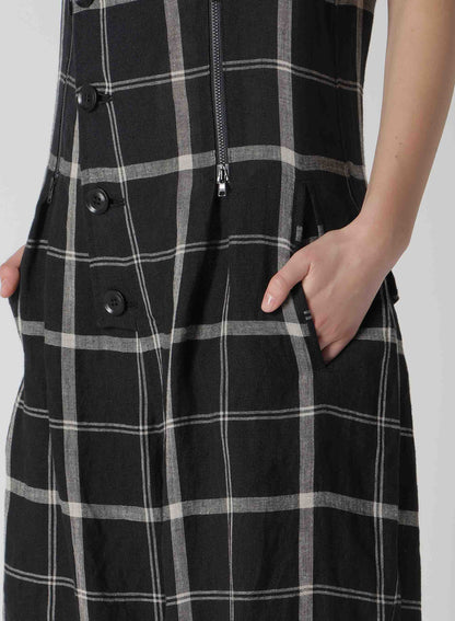 【1/23 12:00(JST) Release】LINEN/NYLON PLAID ZIP TUCKED JUMPER SKIRT