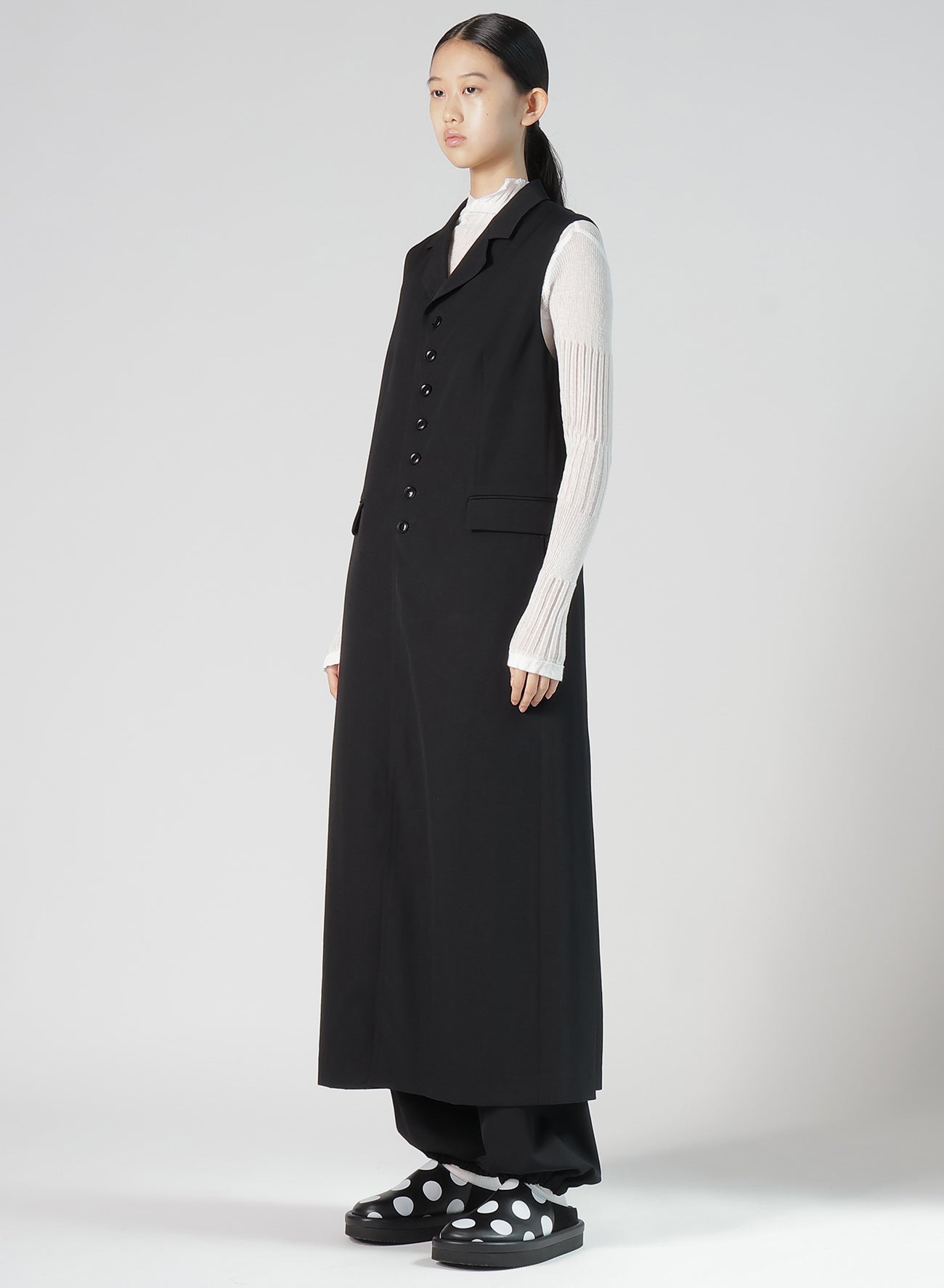 WOOL GABARDINE LONG VEST