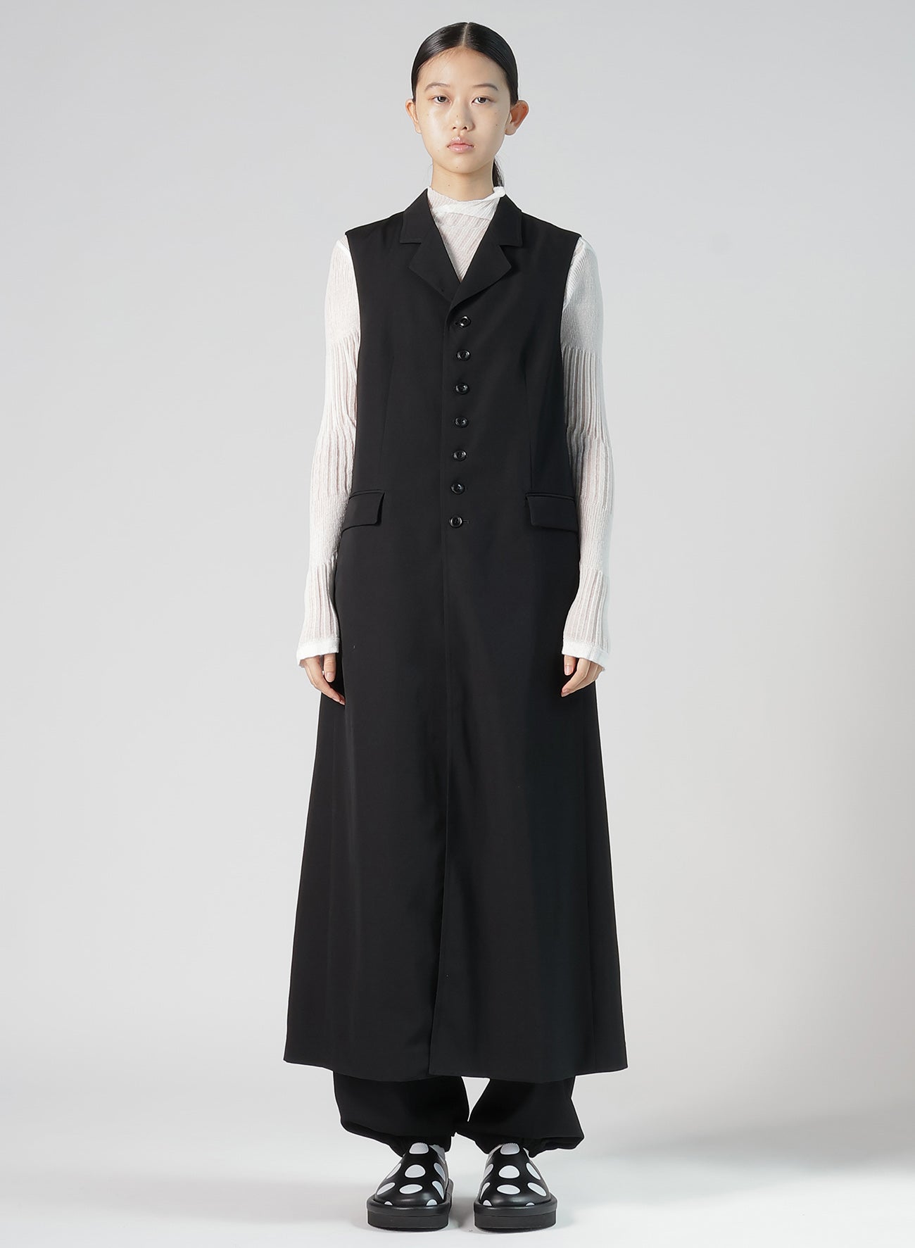 WOOL GABARDINE LONG VEST