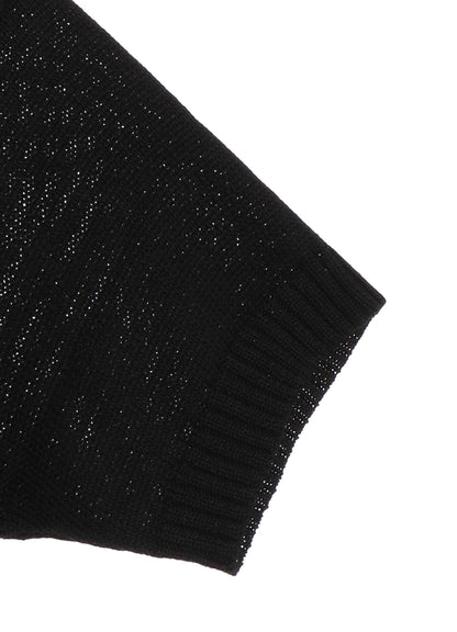 CABLE KNIT/JERSEY SWITCHING SHORT SLEEVE PULLOVER
