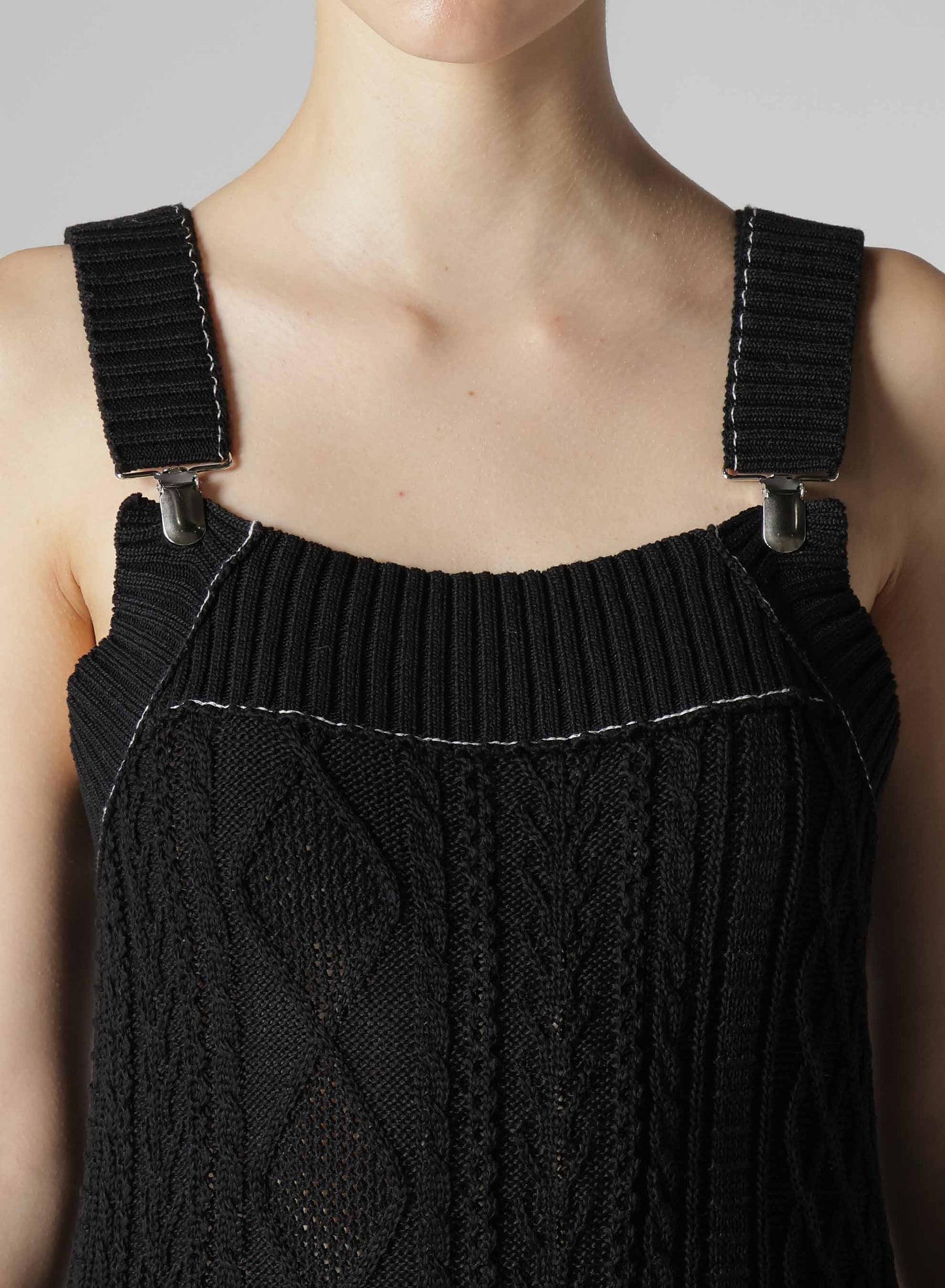 【1/23 12:00(JST) Release】CABLE KNIT/JERSEY SUSPENDER DRESS