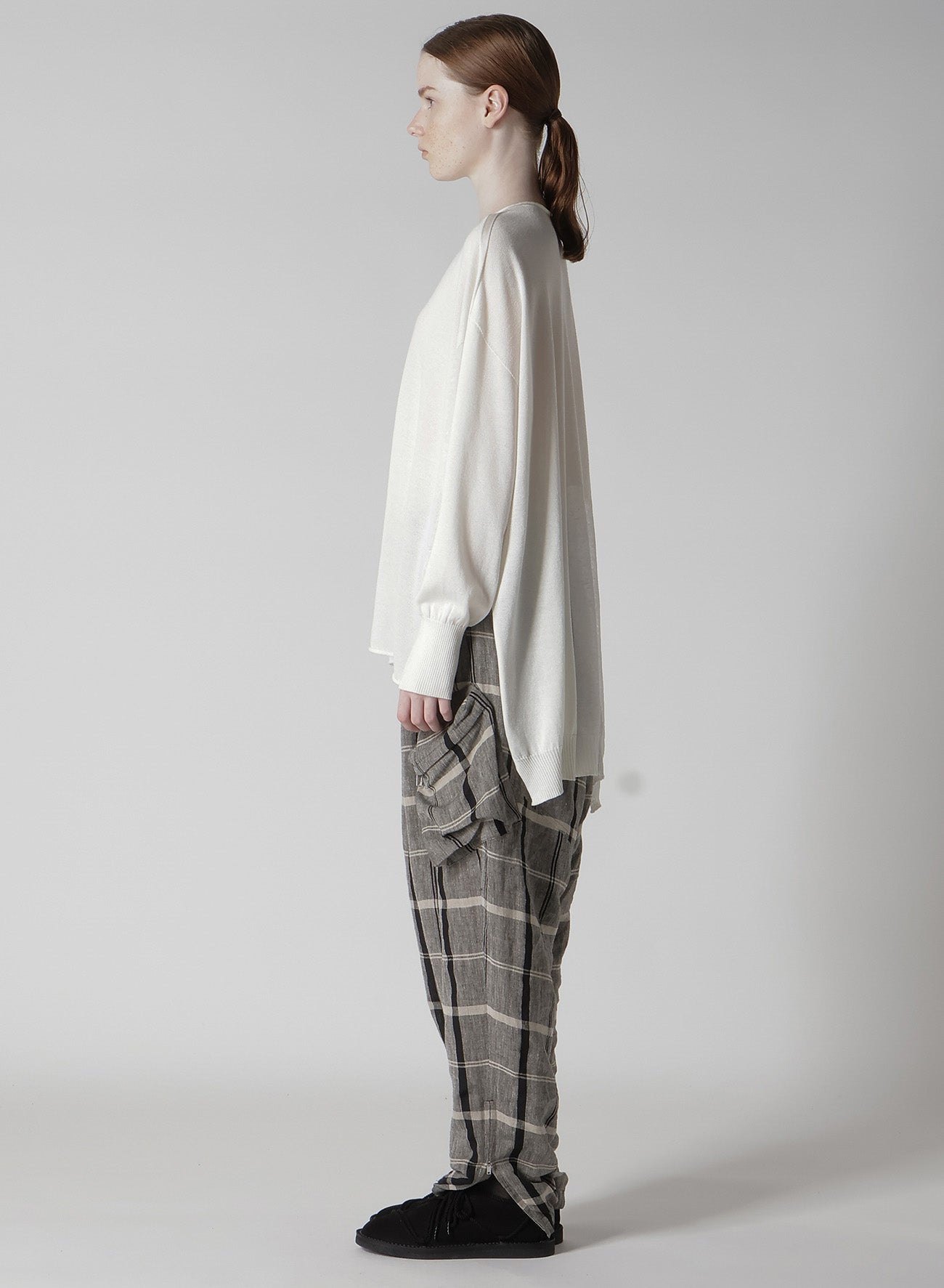 MULTI MATERIAL SHEER JERSEY LOOSE BIG PULLOVER