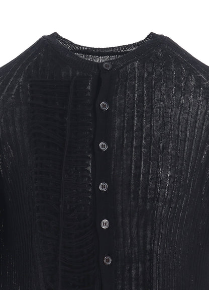 WIDE RIB WG LACE UP LONG SLEEVE CARDIGAN