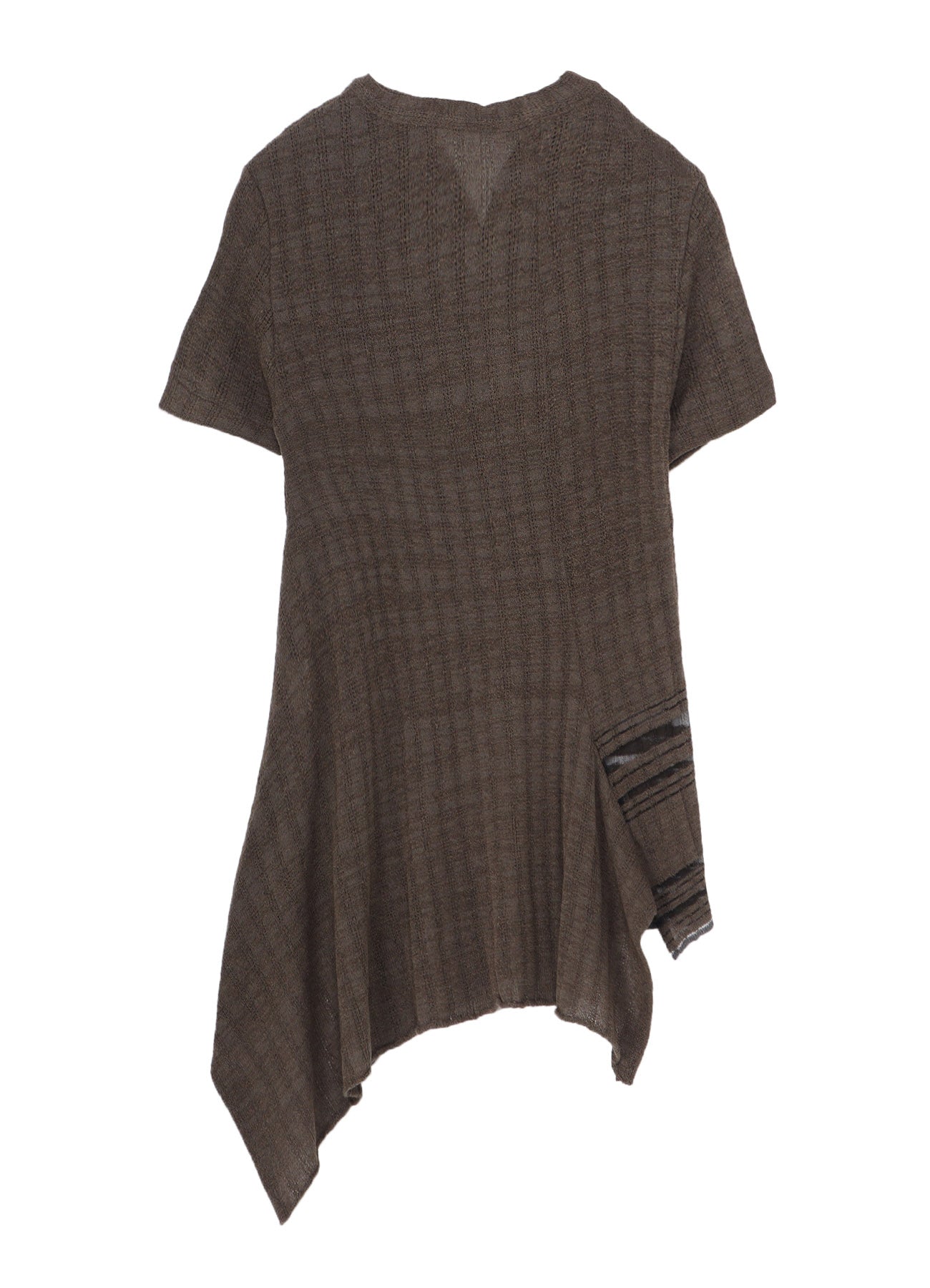 DROP NEEDLE RIB STRIPE ASYMMETRIC HEM PULLOVER