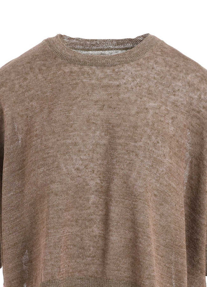 PLATING JERSEY SHEER HALF SLEEVE PULLOVER