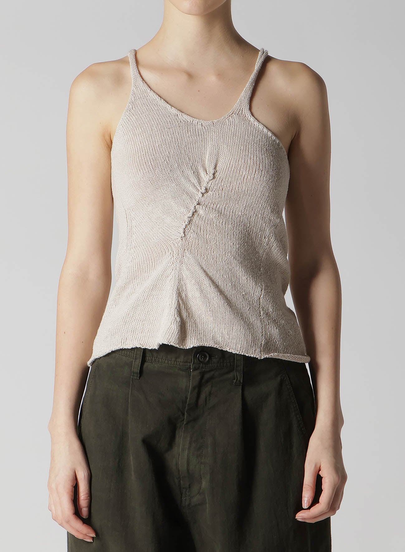 UNEVEN YARN JERSEY GATHER TANKTOP