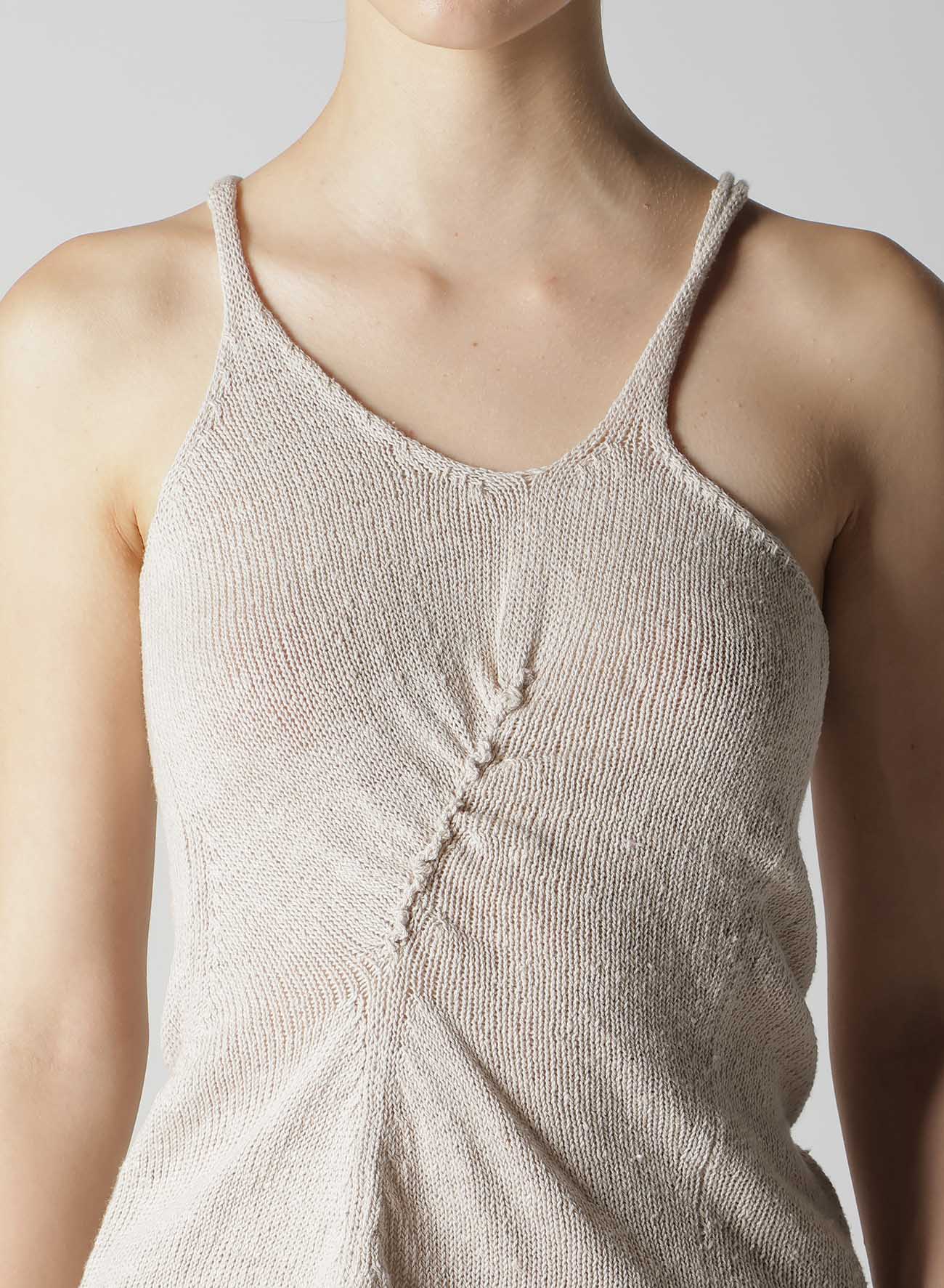 UNEVEN YARN JERSEY GATHER TANKTOP