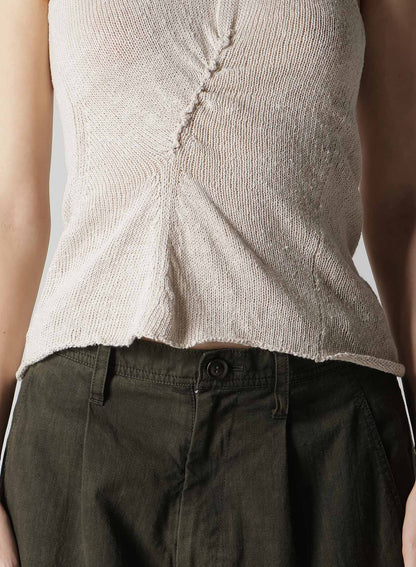 UNEVEN YARN JERSEY GATHER TANKTOP