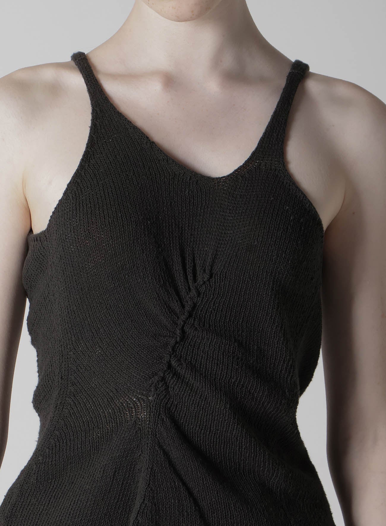 UNEVEN YARN JERSEY GATHER TANKTOP