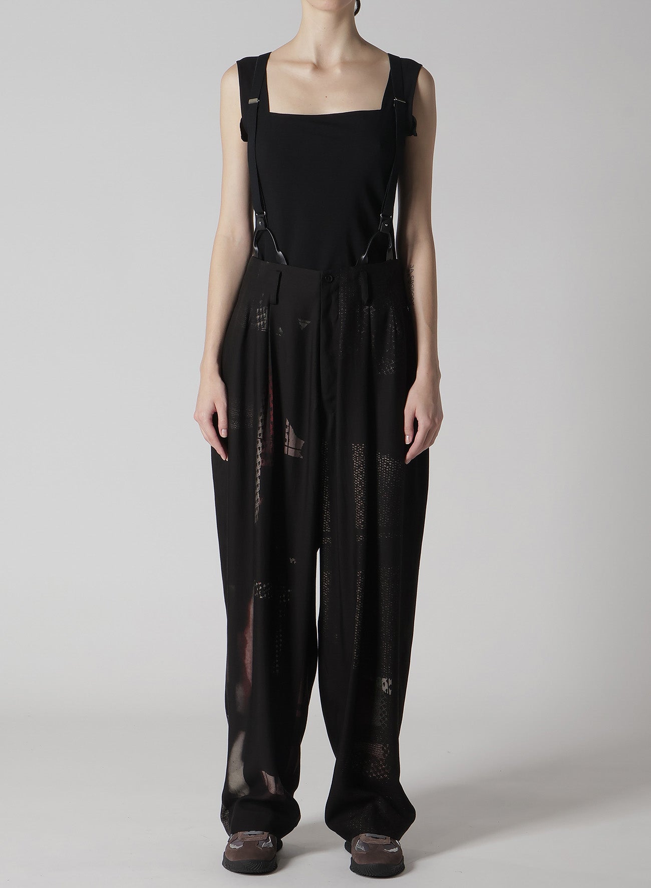 CU/DUNGAREE TWILL DARK NEON PRINT SUSPENDER PANTS