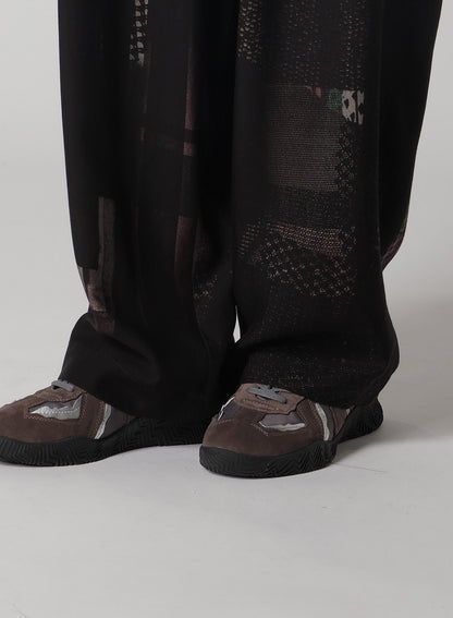 CU/DUNGAREE TWILL DARK NEON PRINT SUSPENDER PANTS