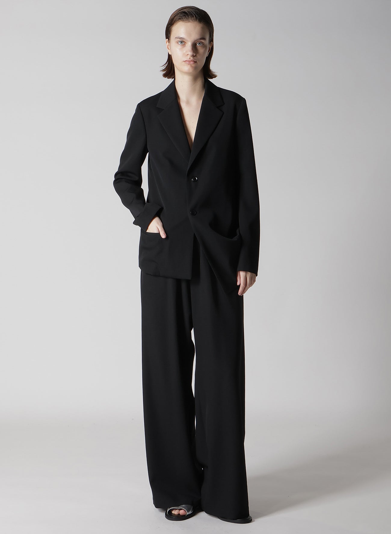 WOOL GABARDINE LONG STRAIGHT PANTS