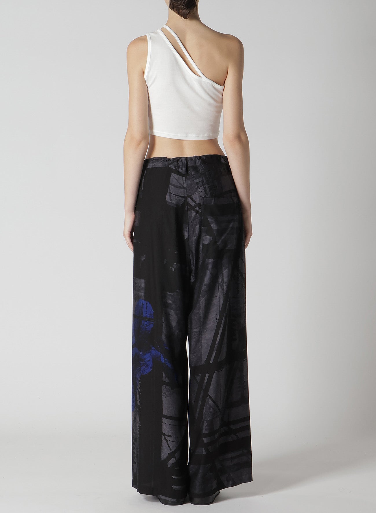 FLOWER&CABLE PRINT LONG STRAIGHT PANTS