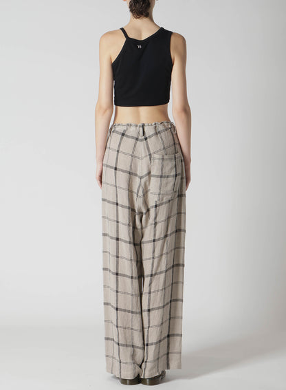 【1/23 12:00(JST) Release】LINEN/NYLON PLAID LONG STRAIGHT PANTS